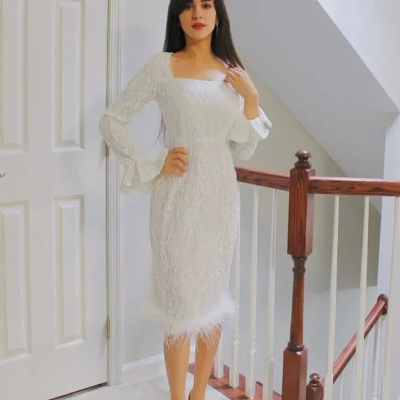 White Lace Midi Dress - Picture 2 of 3
